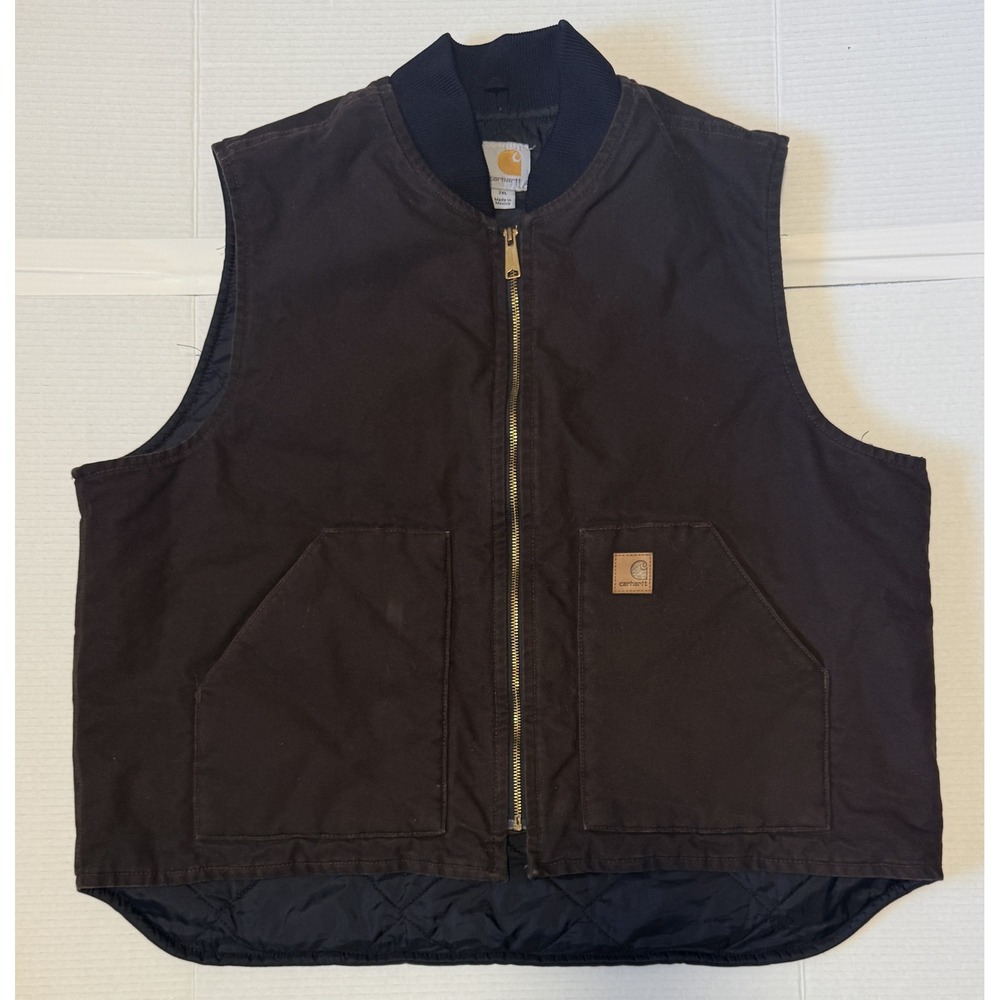 CARHARTT V02 DKB - Men's VTG 2003 Arctic Quilt Lined Vest - Canvas Brown - 2XL